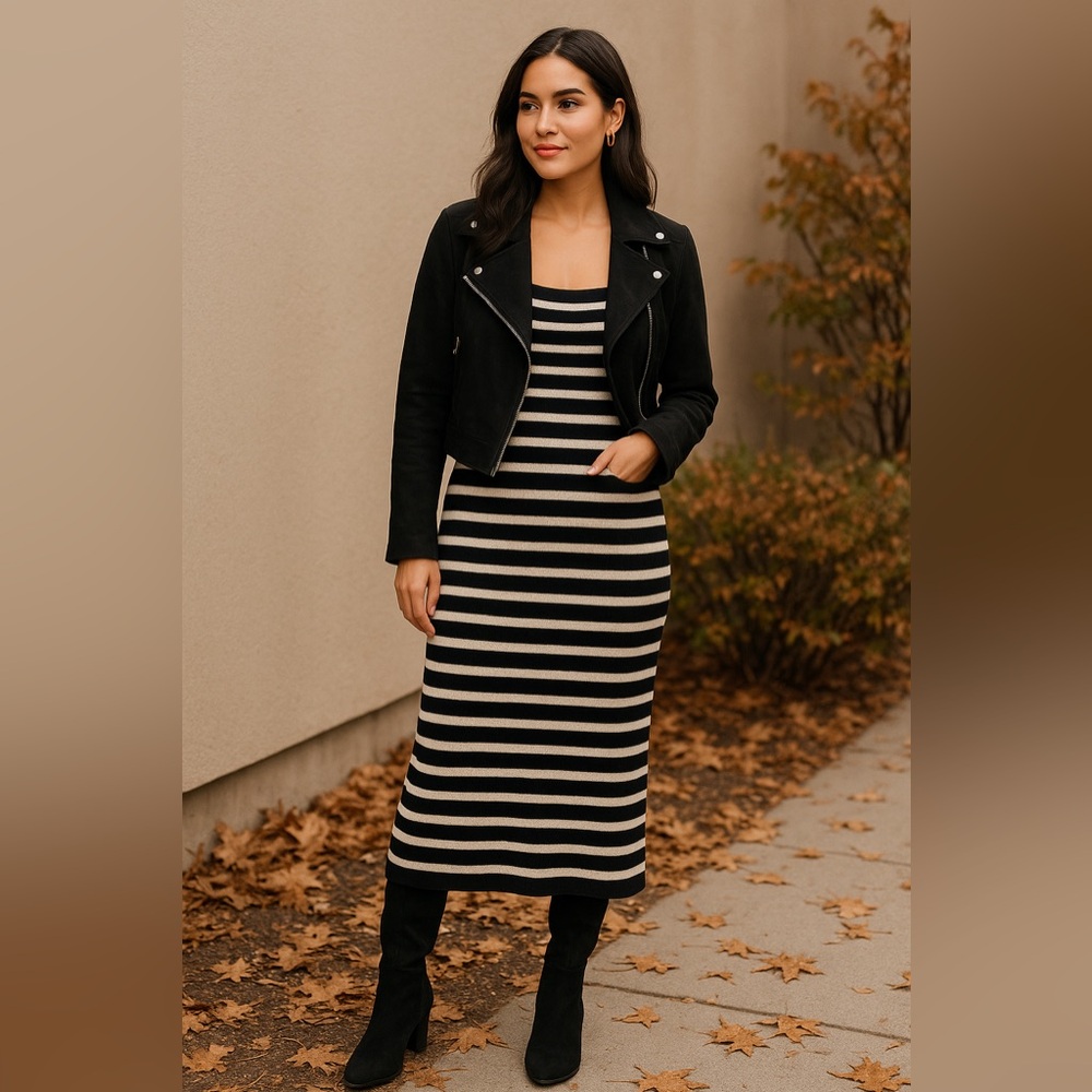 Ann Taylor LOFT Knit Maxi Dress - Black and Cream
